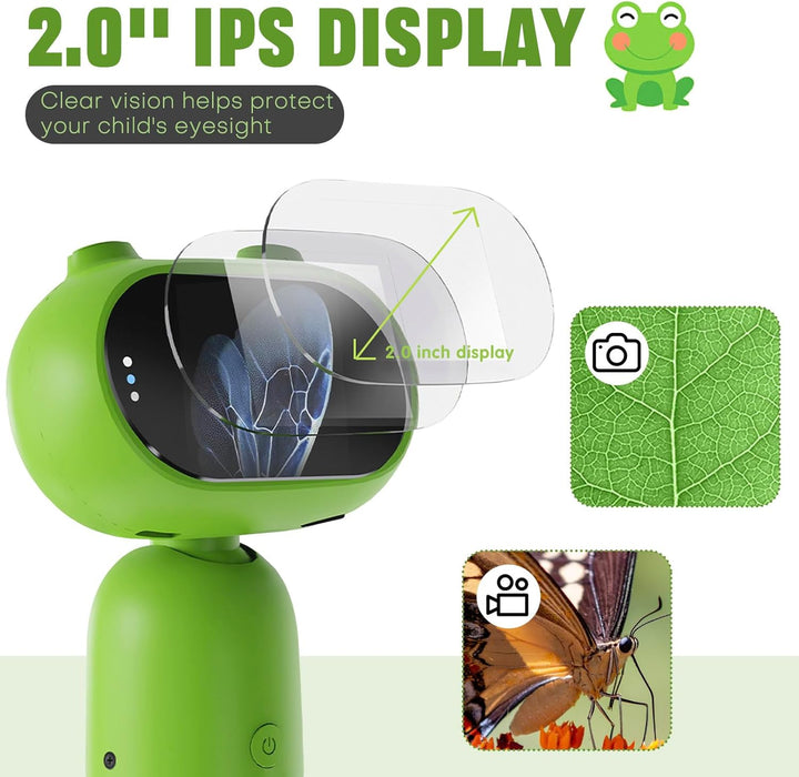 Auveach Mikroskop für Kinder 2,0" IPS-Bildschirm 1000X, Digitales Mikroskop Handheld Mikroskop Tragb