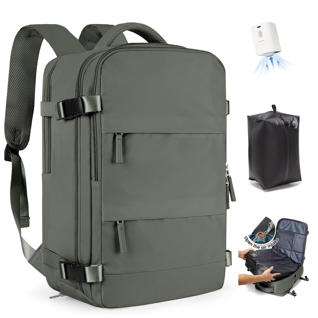 SZLX Grosser Reiserucksack Damen,Vakuum Rucksack mit Pumpe Ryanair Handgepäck 40x30x20 Herren, Wizza