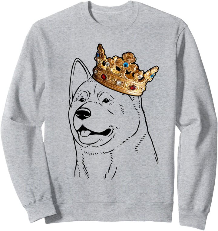 Akita Hund trägt Krone Sweatshirt