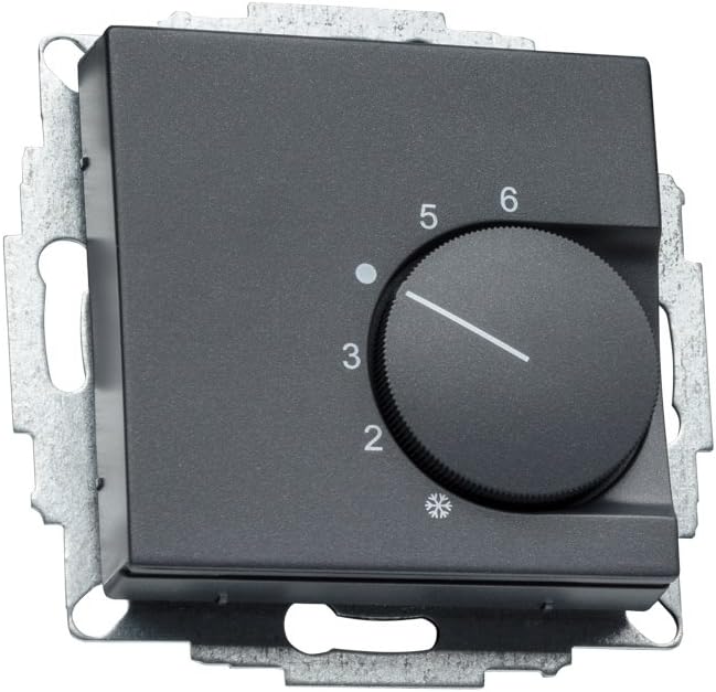 Raumthermostat schwarz mit Busch Jäger Balance SI 1-Fach Rahmen 1721-915 schwarz + Abdeckung 55x55mm