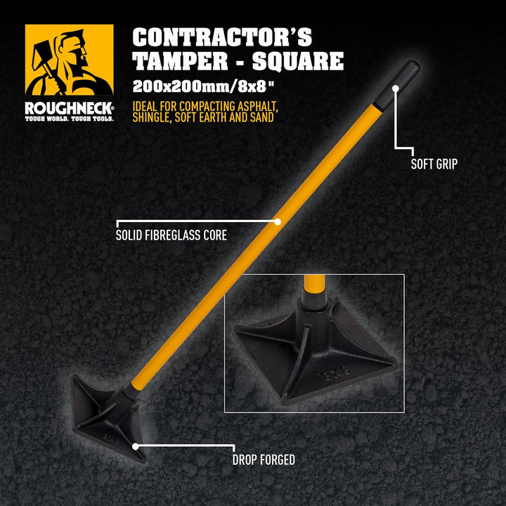 Roughneck Bodenstampfer aus Glasfaser, 20,3 x 20,3 cm, 5,4 kg, Schwarz / Gelb