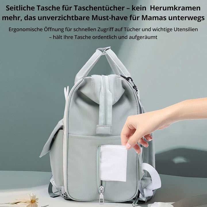 Wickeltasche Rucksack, Multifunktionaler Windelrucksack mit Kinderwagen-Clips, Geräumiger Wickelruck