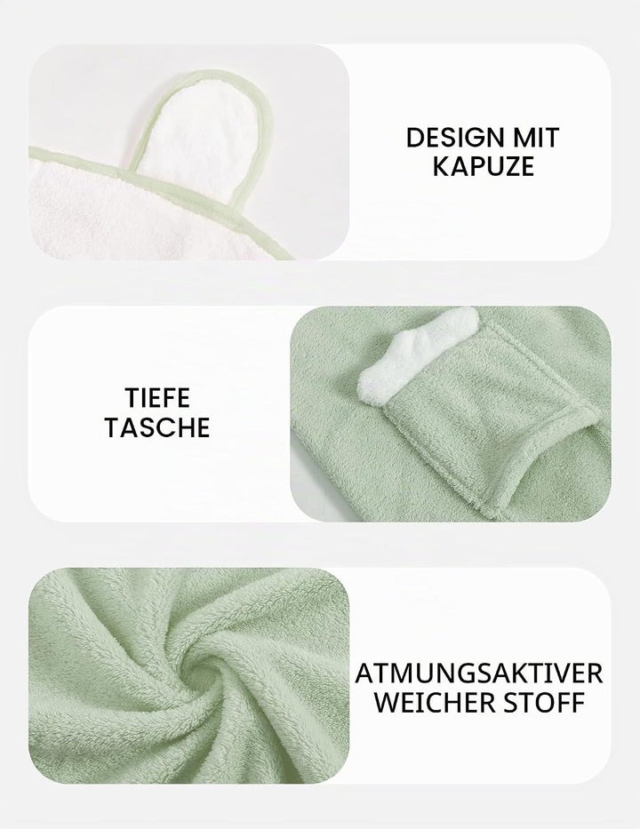 JiAmy Mädchen Bademäntel aus Coral Fleece Kuschelflanell Kuschelweiche Kinderhausmäntel Nachtwäsche