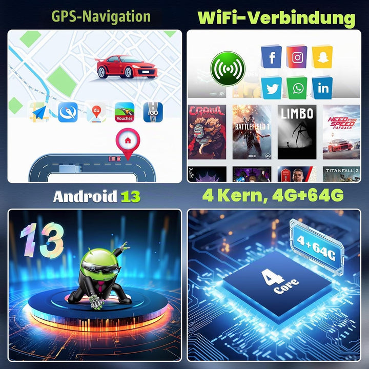 Android 15, 4G+64G CAMECHO Autoradio für Jeep Wrangler Compass Grand Cherokee/Chrysler 300C/Dodge Ra