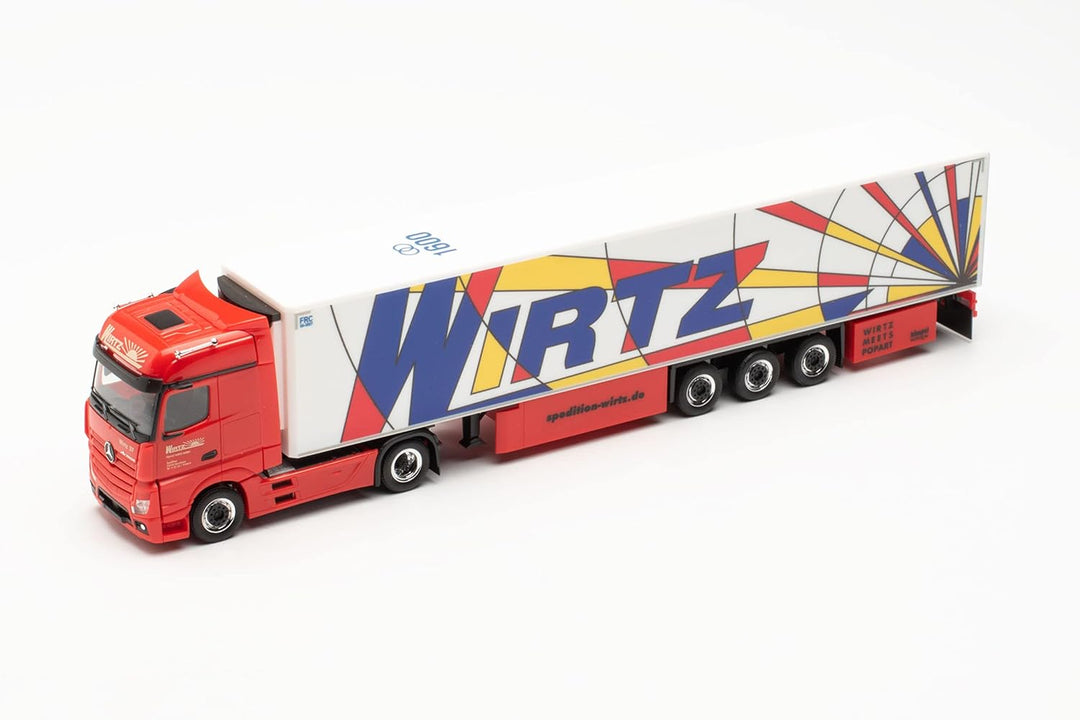 Herpa LKW Modell Mercedes-Benz Actros '18 Bigspace 15 Meter Kühlkoffer-Sattelzug Wirtz Popart, Minia