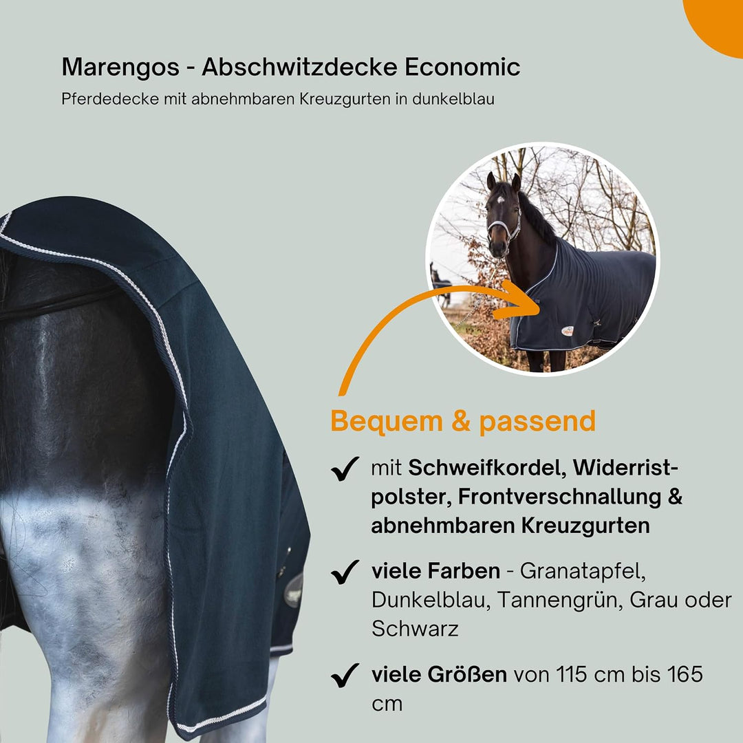 Marengos - Abschwitzdecke Economic mit abnehmbarem Kreuzgurt fürs Pferd ist atmungsaktiv Fleecedecke