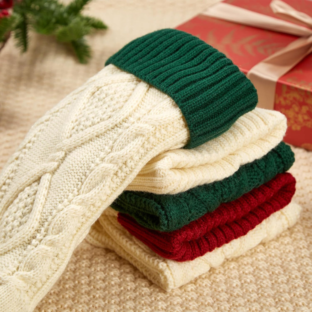 Mostop Gestrickte Weihnachtsstrümpfe, einzigartige 45,7 cm grosse Grösse, Zopfstrick, rustikale Weih
