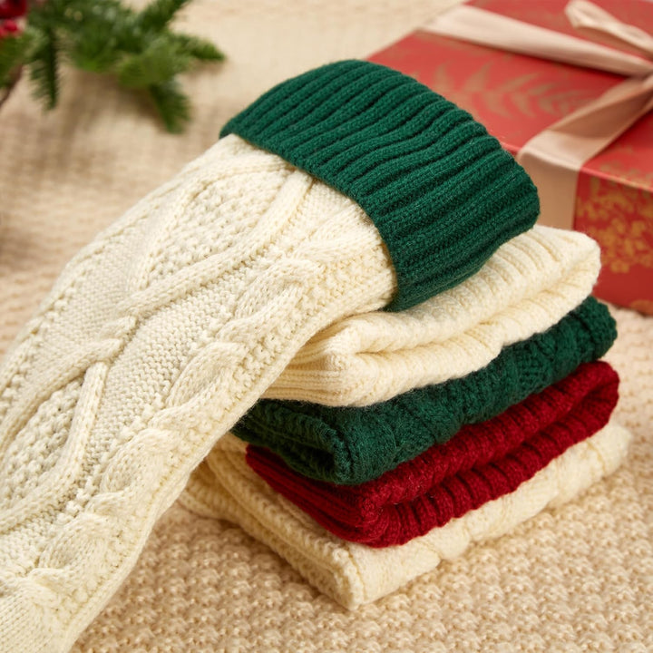 Mostop Gestrickte Weihnachtsstrümpfe, einzigartige 45,7 cm grosse Grösse, Zopfstrick, rustikale Weih