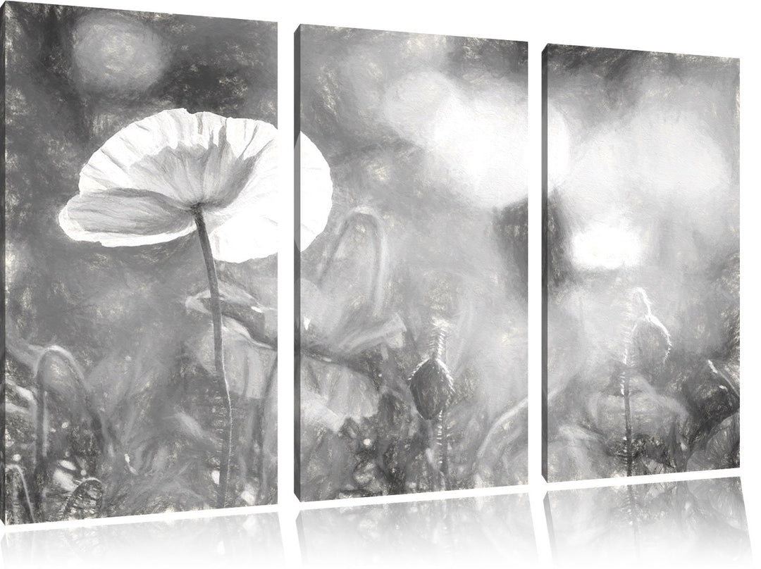 Pixxprint Kalifornischer Mohn im Frühling / 3-Teilig/Gesamtmass 120cm Leinwandbild bespannt auf Holz