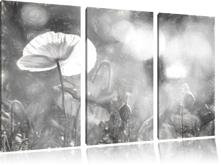 Pixxprint Kalifornischer Mohn im Frühling / 3-Teilig/Gesamtmass 120cm Leinwandbild bespannt auf Holz