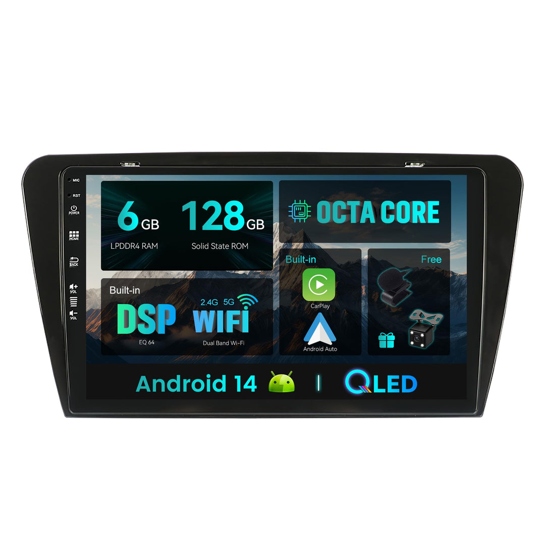 SXAUTO Android 12-6G+128G - IPS Autoradio für Skoda Octavia (2014-2018) - Eingebaut Carplay/Android