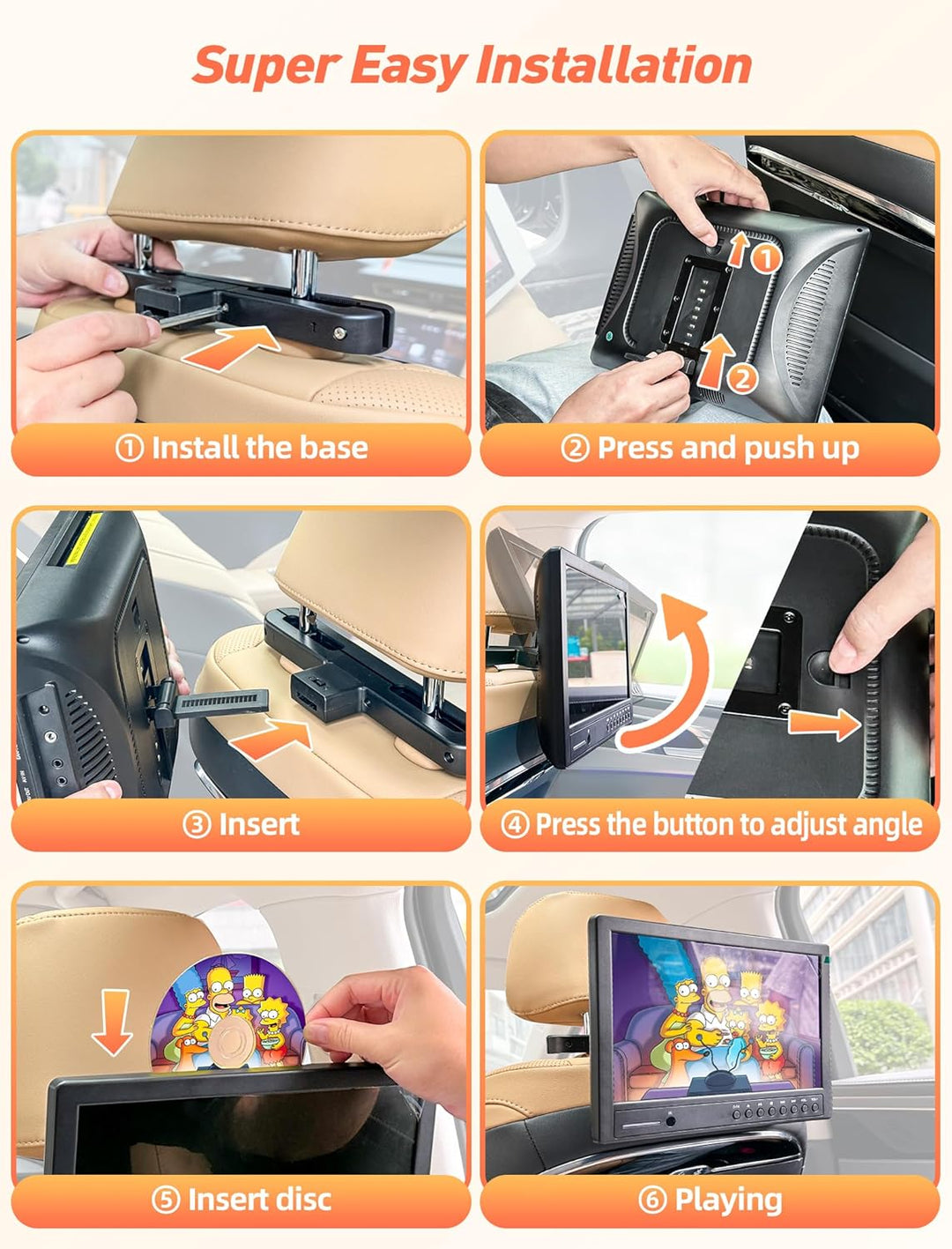 Arafuna 12,5 Zoll DVD Player Auto mit Kopfhörer, Tragbarer DVD Player Videogeräte für Kopfstützen mi