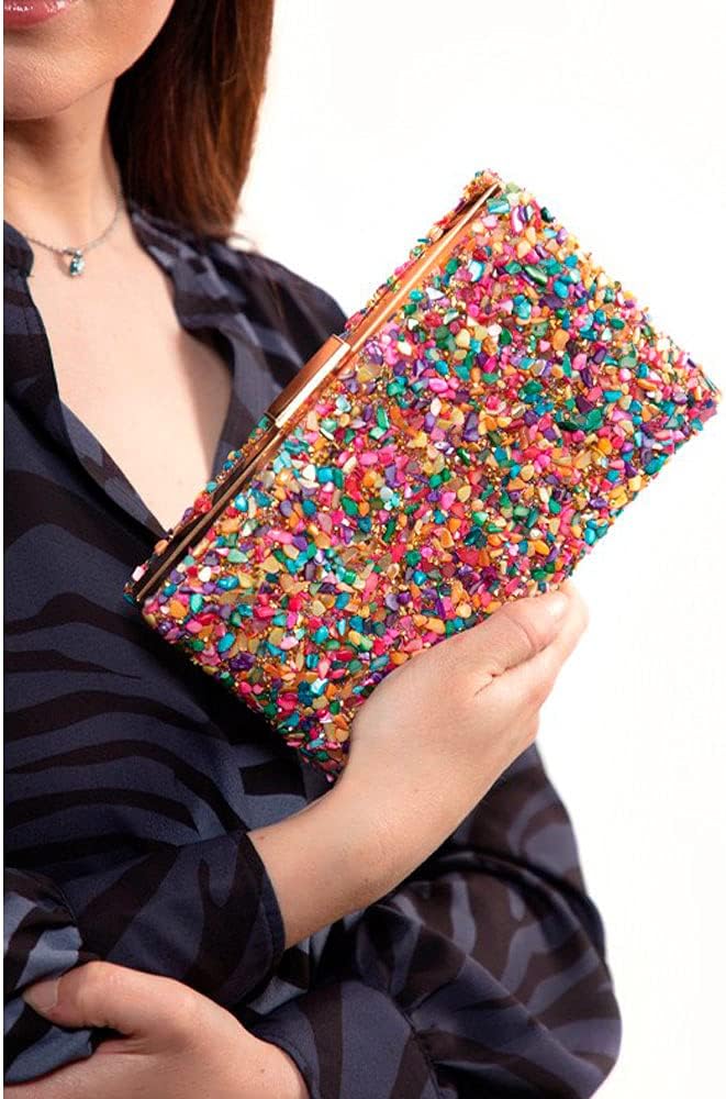 Complementos La Monsita Bunte Partytasche mit Kette, bunt, De mano, Modern
