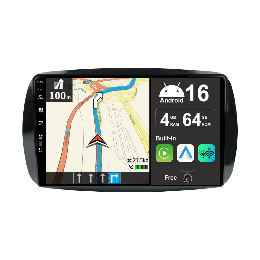 Android 15 IPS Autoradio Passt für Benz Smart (2014-2020) - Eingebautes CarPlay Android Auto - KOSTE