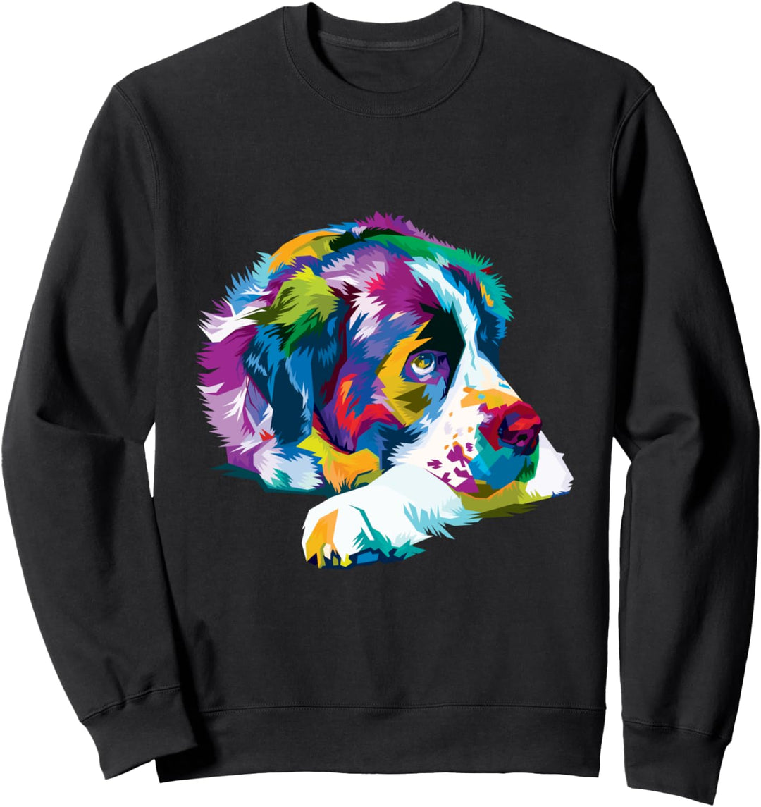 Bunter Bernhardiner Süsser geometrischer Hund Pop-Art-Stil Sweatshirt