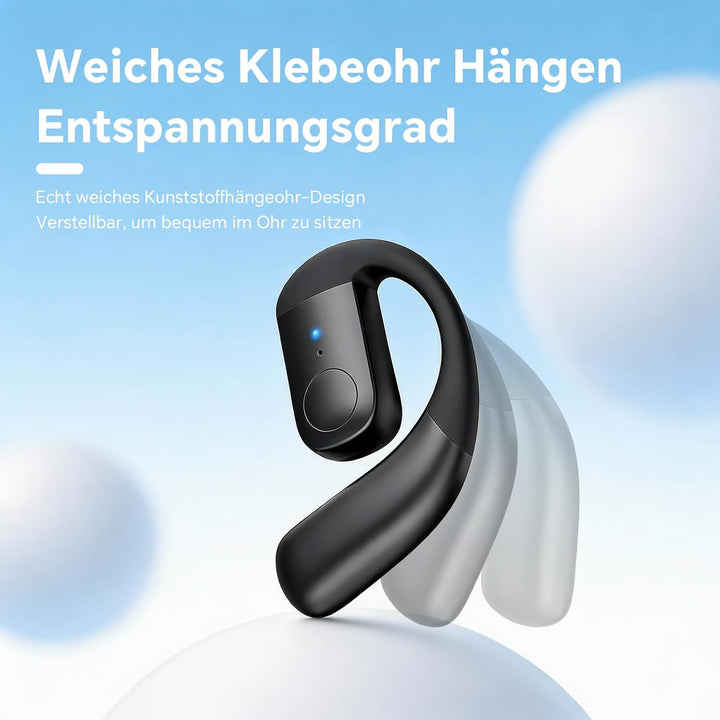 Wireless Single Earbud Bluetooth Headset mit Mikrofon Handy Telefon Freisprech Open Ear Einzeln Spor