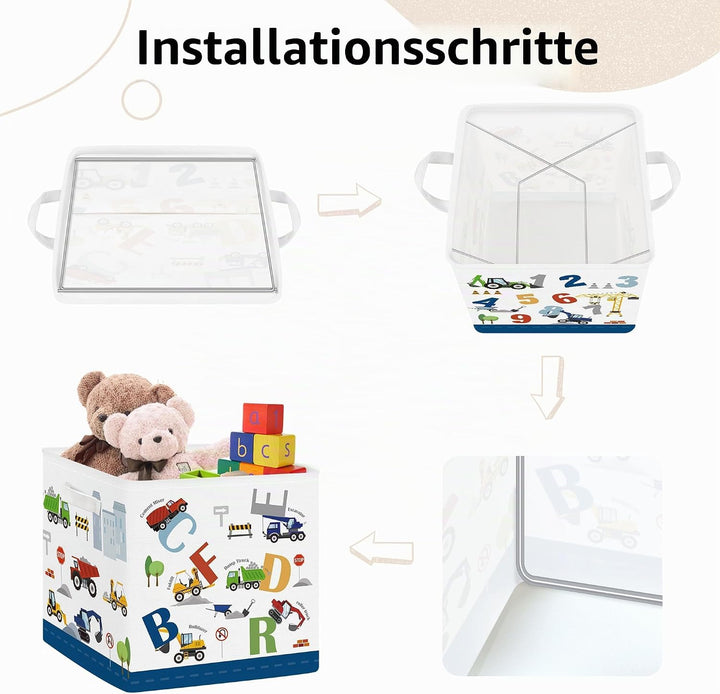 Clastyle 3 Stück Autos Aufbewahrungsbox Stoff für Kallax Faltbar Aufbewahrungskorb Klein Schrank Org