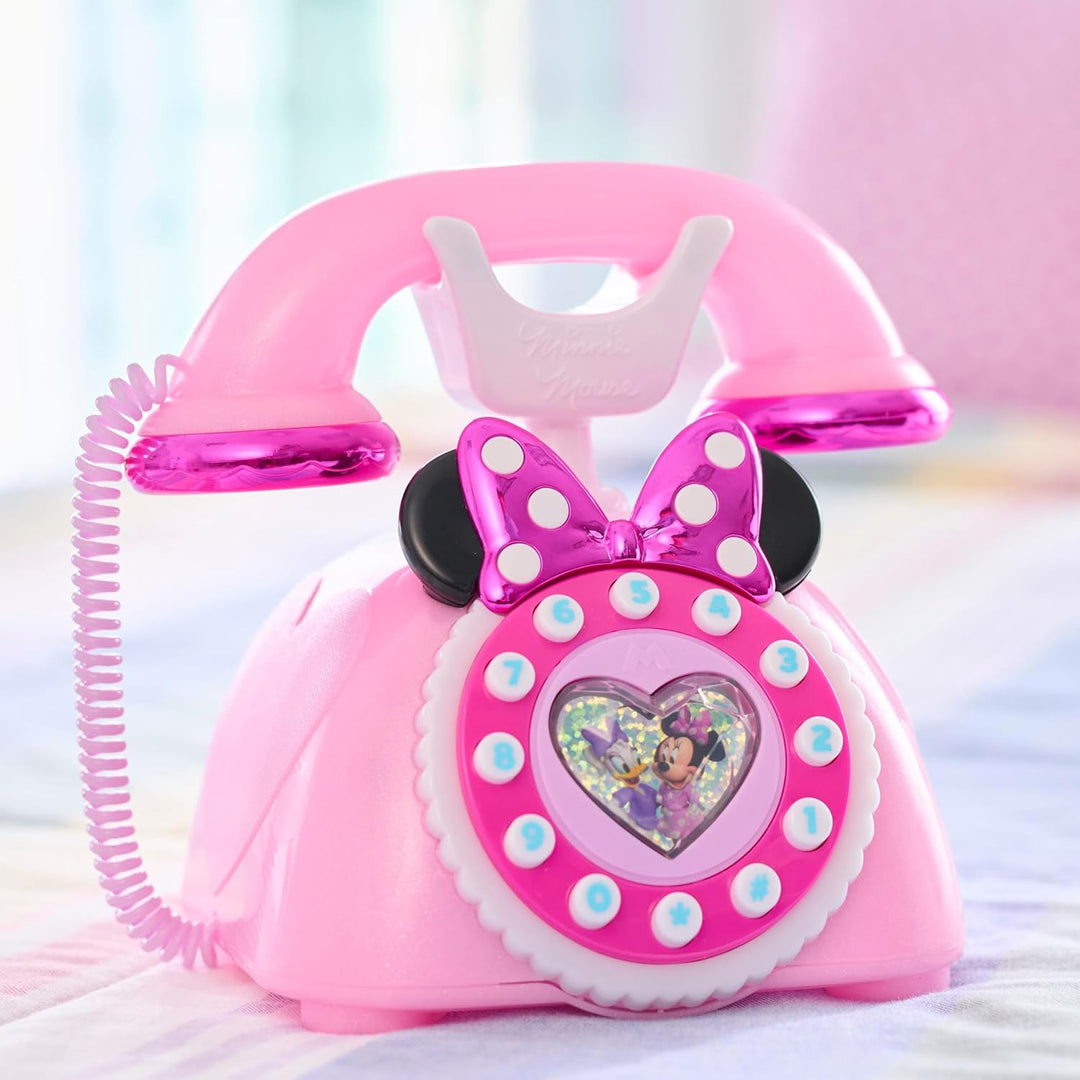 Disney Junior Minnie Mouse Ring Me Rotary Phone with Lights and Sounds, Interactive, Iridescent Pink
