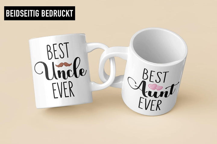 Trendation - Bester Onkel und Beste Tante Geschenk Set Tassen Geschenkidee für Tante und Onkel Gebur
