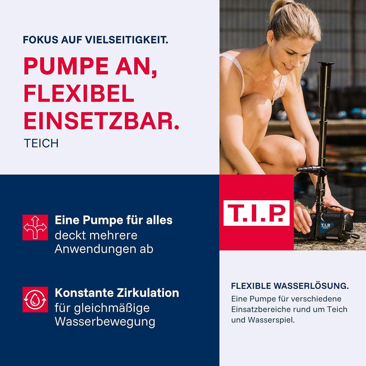 T.I.P. Multifunktions-Teichpumpe Wasserspiel Filter Bachlauf Springbrunnen WPF 1500 S (bis 1.500l/h