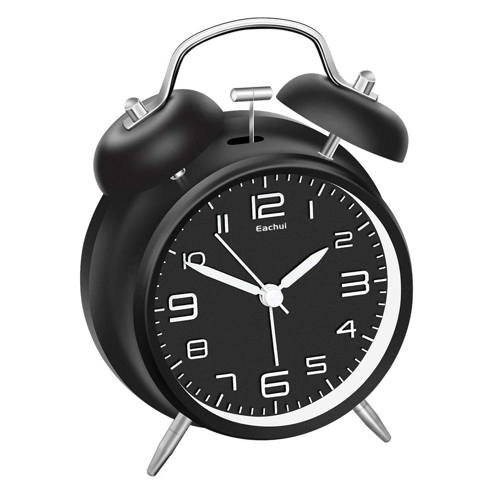 Eachui Doppelglockenwecker mit Nachtlicht, Lauter Alarm, Wecker Analog mit grosses Zifferblatt von 4