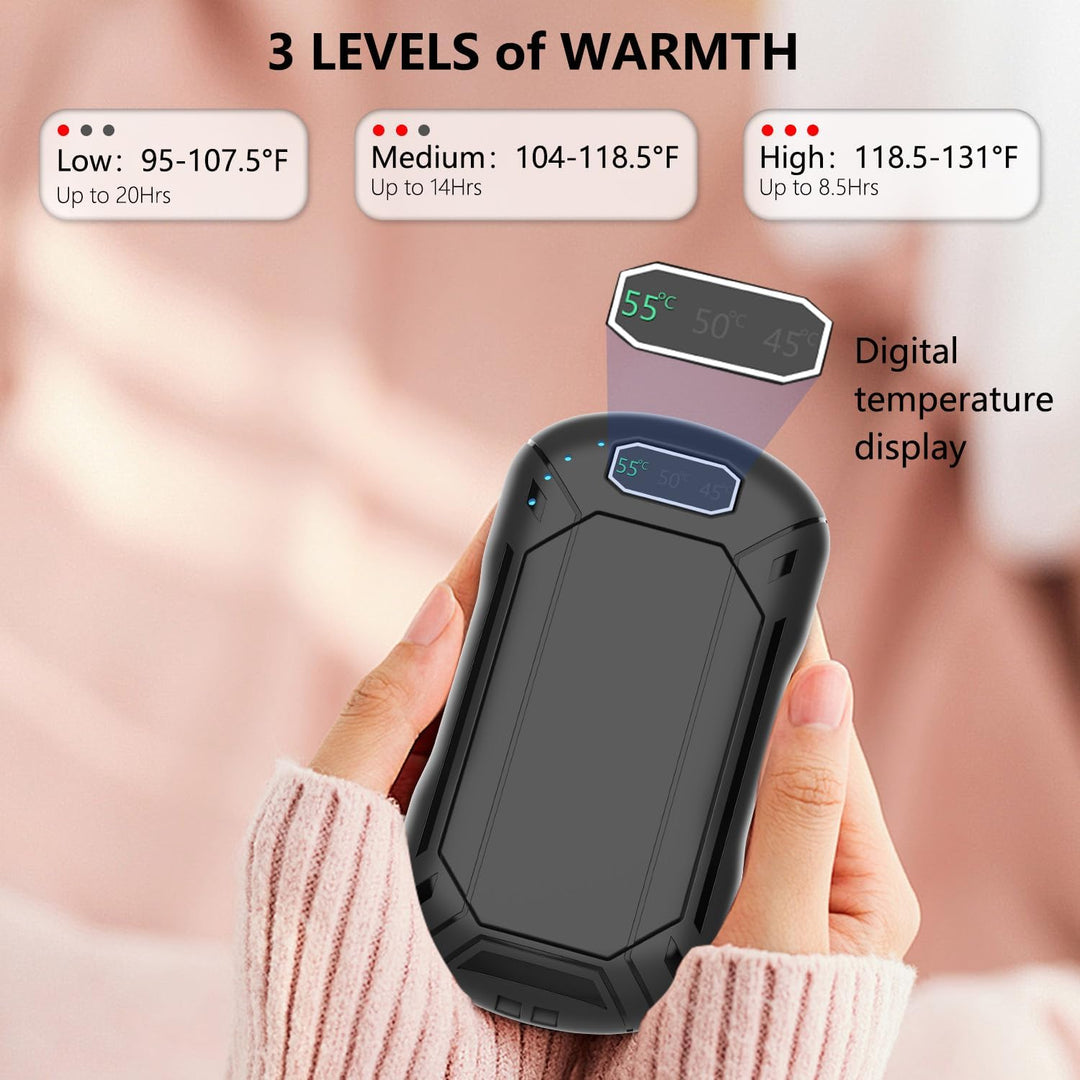 2 Pack Handwärmer Elektrisch, 6000 mAh Wiederaufladbar Magnetisch Taschenwärmer 3 Einstellungen, Tra