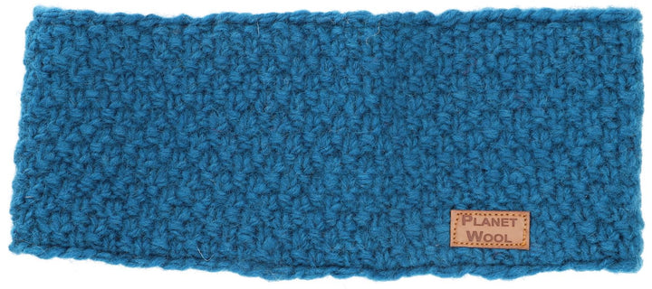 GURU SHOP Woll-Strick-Stirnband aus Nepal mit Perlmuster - Blau, Herren/Damen, Wolle 1 stück (1er Pa