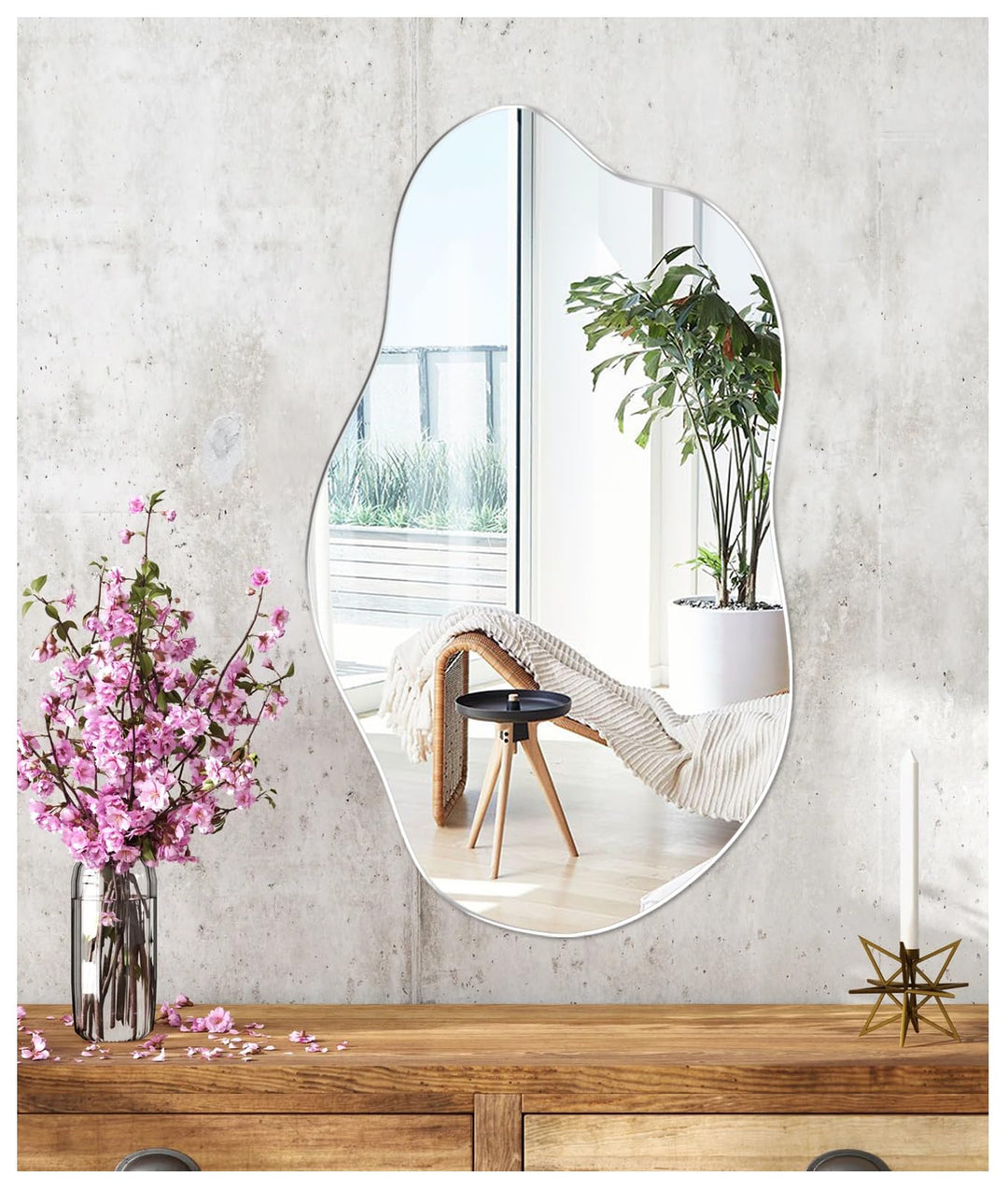 JMITHA Wandspiegel Asymmetrisch Spiegel Dekorative Wandspiegel Asymmetrischer Spiegel HD Glas Tischs