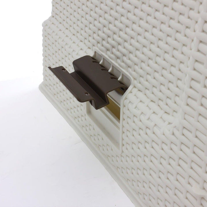 Curver petlife Katzentoilette mit Deckel, Katzenklo inklusive Schaufel, moderne Rattangeflecht-Optik