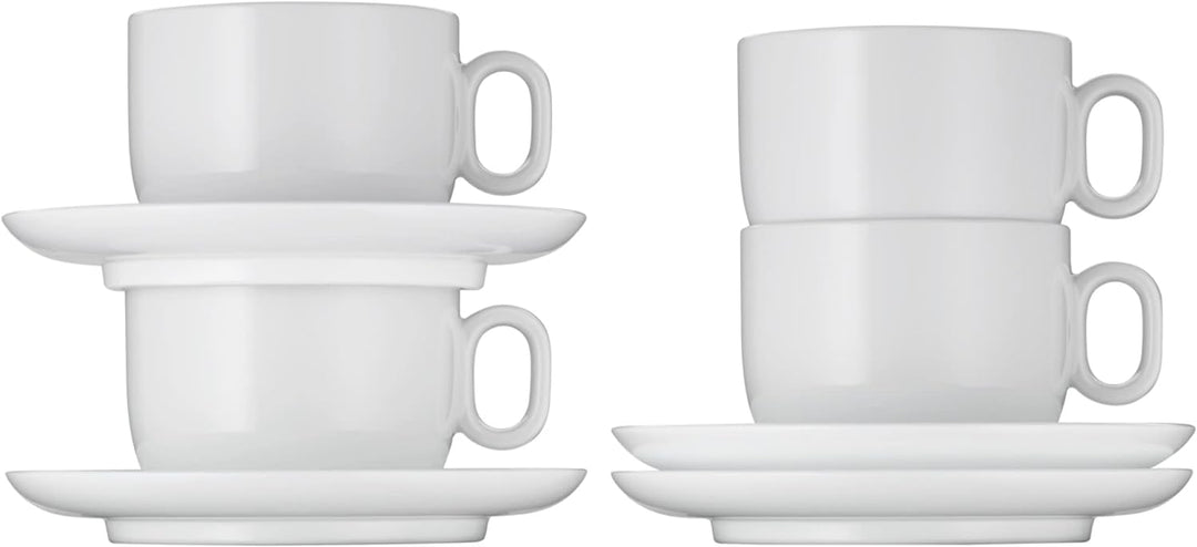 WMF Barista Tassen Set 4-teilig, zwei Kaffeetassen 160 ml mit Untertassen für Cappuccino, Porzellan,