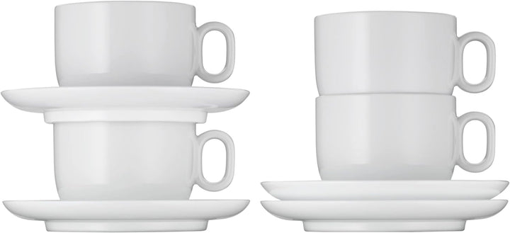 WMF Barista Tassen Set 4-teilig, zwei Kaffeetassen 160 ml mit Untertassen für Cappuccino, Porzellan,