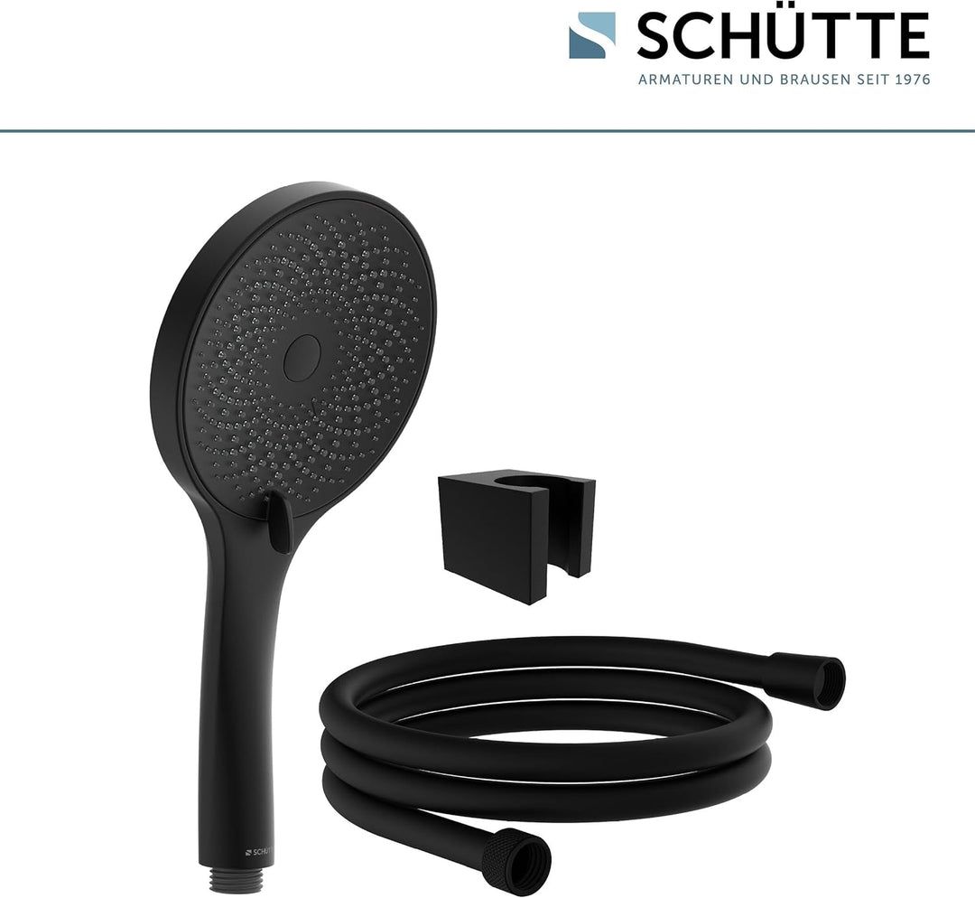SCHÜTTE RAVEN Brauseschlauch mit Handbrause und Wandhalter | Duschbrause mit 3-fach verstellbarem Du