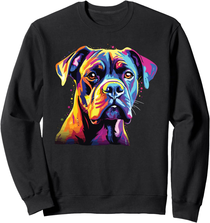 Wasserfarben Farbenfroher Boxer Hunde Sweatshirt