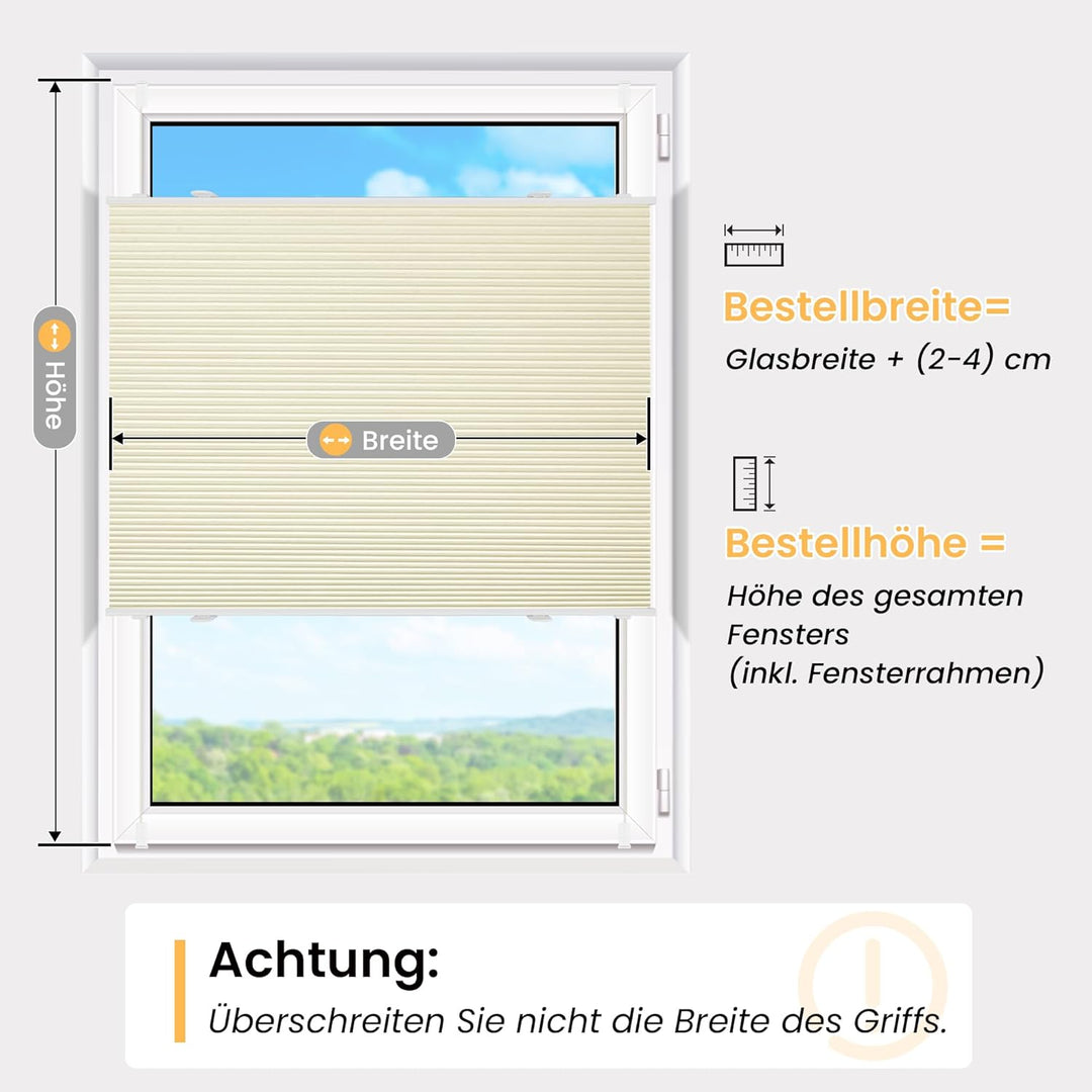 BelleMax Wabenplissee ohne Bohren verdunkelung Thermo plissee klemmfix, Beige-weiss 50x110cm(BxH), 1