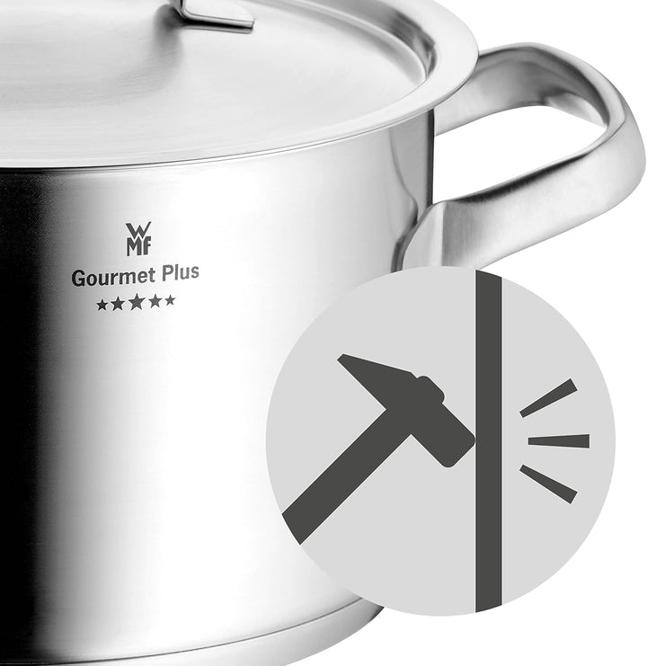 WMF Gourmet Plus Stielkasserolle 16cm ohne Deckel, Kochtopf klein 1,4l, Milchtopf Induktion, Cromarg