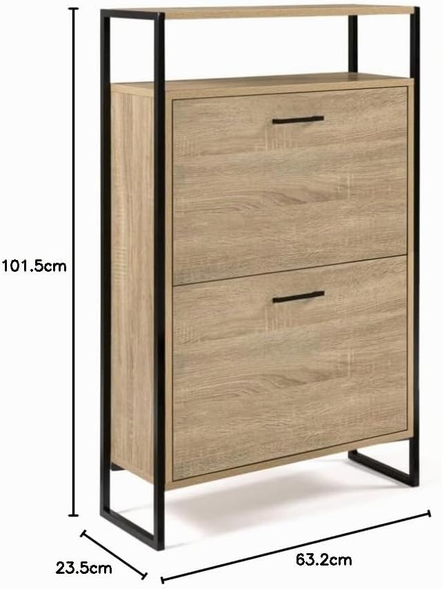 IDMarket - Schuhmöbel 12 Paar LUIS 2 Türen mit oberem Regal im Industriedesign
