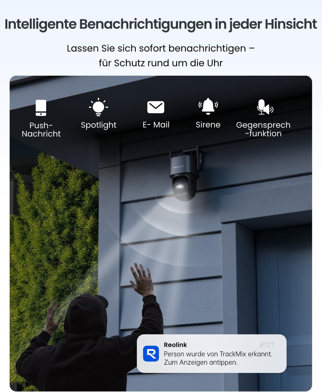 Reolink 4K PTZ Überwachungskamera Aussen Akku mit Auto-Tracking &amp; Auto-Zoom | Dual Lens, Dual-Band W