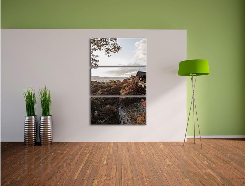 Pixxprint rieisger Kiyomizu-dera Tempel in Kyoto als Leinwandbild/Grösse: 3 Teilig (120x80) cm/Wandb