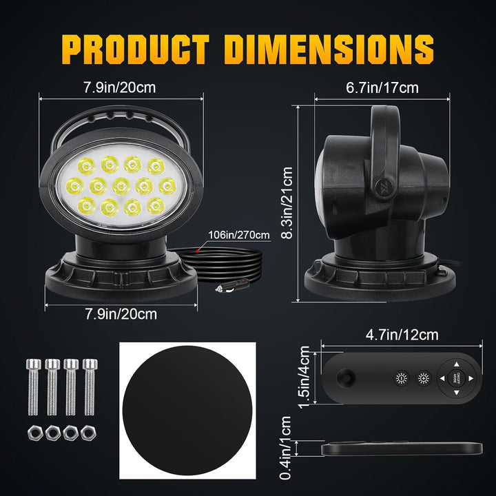 RIGIDON 5D 50w Led strahler aussen mit Fernbedienung, Led arbeitsscheinwerfer mit magnetfuss, Spot O