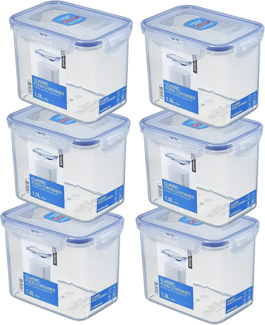 Lock & Lock Frischhaltedosen Set 6-teilig HPL 812 je 1,0 Liter