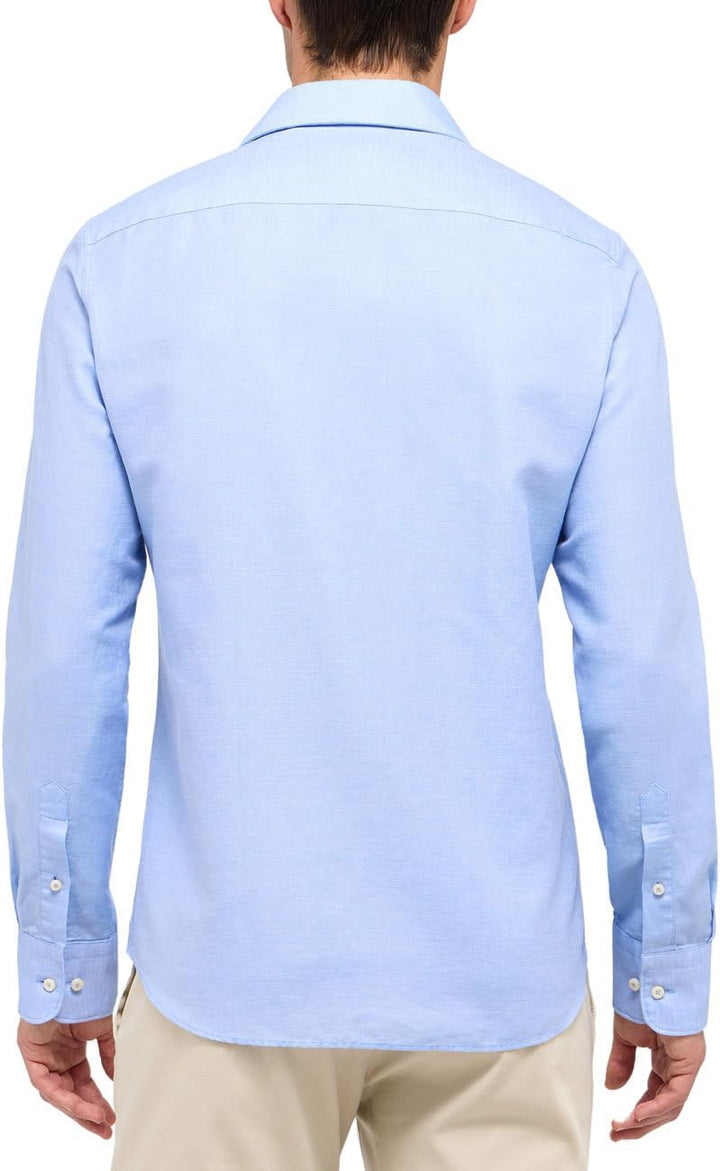 ETERNA Herren Linen Shirt SLIM FIT 42 Kragen / 67 Ärmel Azurblau, 42 Kragen / 67 Ärmel Azurblau