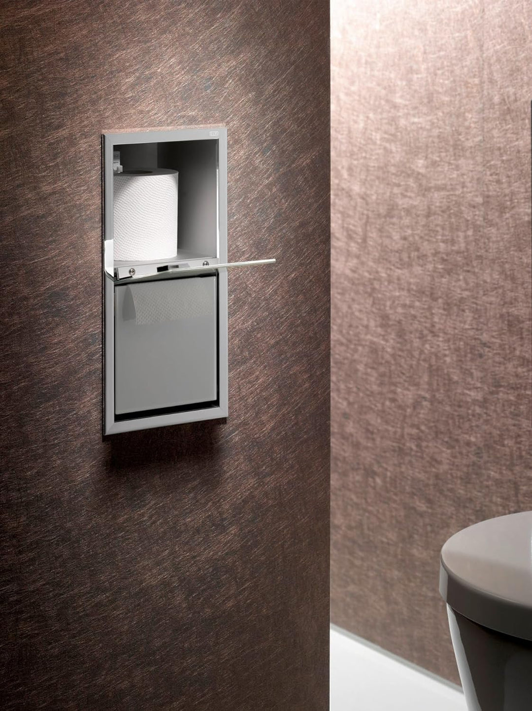 emco ASIS 150 Unterputz-Schrankmodul, Badezimmerschrank als Toilettenpapierhalter & Klobürstenhalter