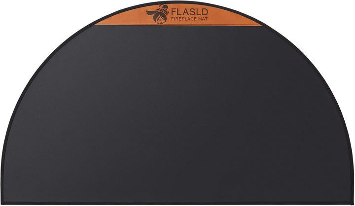 FLASLD Feuerfeste Kaminmatte, 81 x 152 cm, halbrund, schützt Böden vor Funken, Glut, silikonbeschich