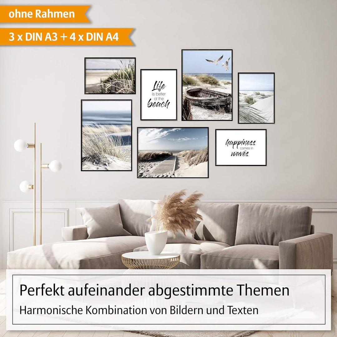 Hyggelig Home Premium Poster Set - 7 passende Bilder im stilvollen Set - Collage Bild Wand Deko - Se