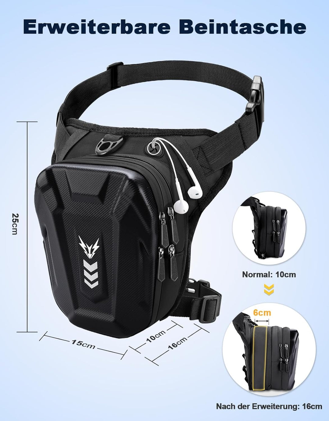 Beintasche Motorrad, Bauchtasche Gürteltasche Herren Damen, [Erweiterter Stauraum] Oberschenkeltasch