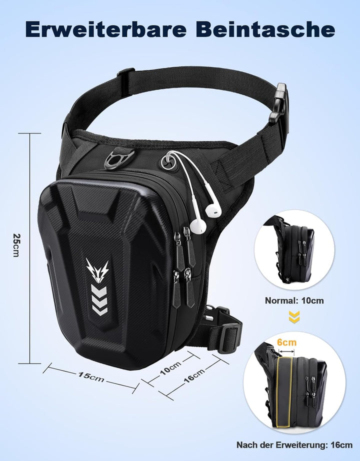 Beintasche Motorrad, Bauchtasche Gürteltasche Herren Damen, [Erweiterter Stauraum] Oberschenkeltasch