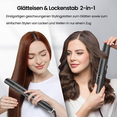 Glätteisen Locken und Glätten 2 in 1: Haarglätter Geschwungene Stylingplatten zum Glätten Locken Wel