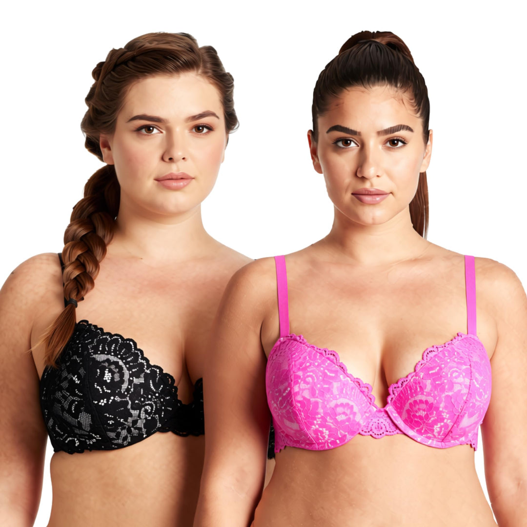 Curve Muse Damen Bügel Übergrösse Hochdrücken Fügen Sie 1 und eine halbe Tasse Spitzen-BHS hinzu 70C