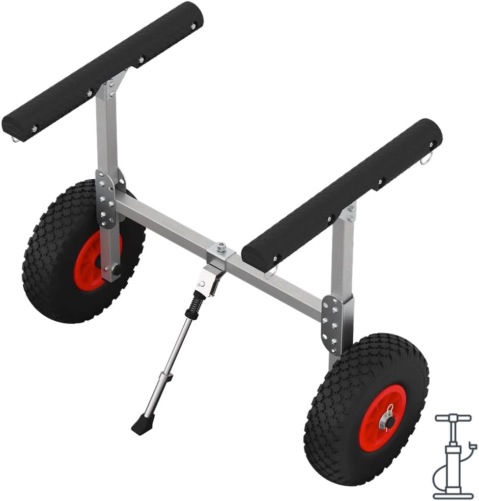 SUPROD Kanuwagen mit LUFTREIFEN, Transportwagen, SUP, KW260-LU, Alu Kw260-lu (Schwarz/Rot), Kw260-lu