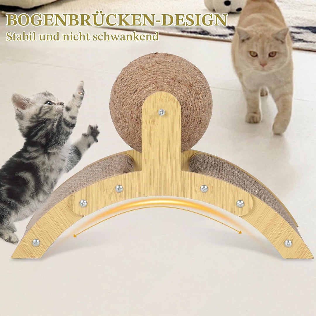 Kratzbrett für Katzen, Katzenspielzeug, 2-in-1 Katzenbett &amp; Kratzspielzeug mit Kratzball, ideal zum